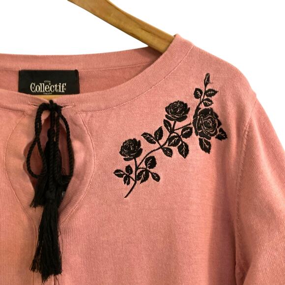 NWT Collectif Charlene Roses
Cardigan Pink US Size 18 UK 22 Pinup Rockabilly - Picture 3 of 5